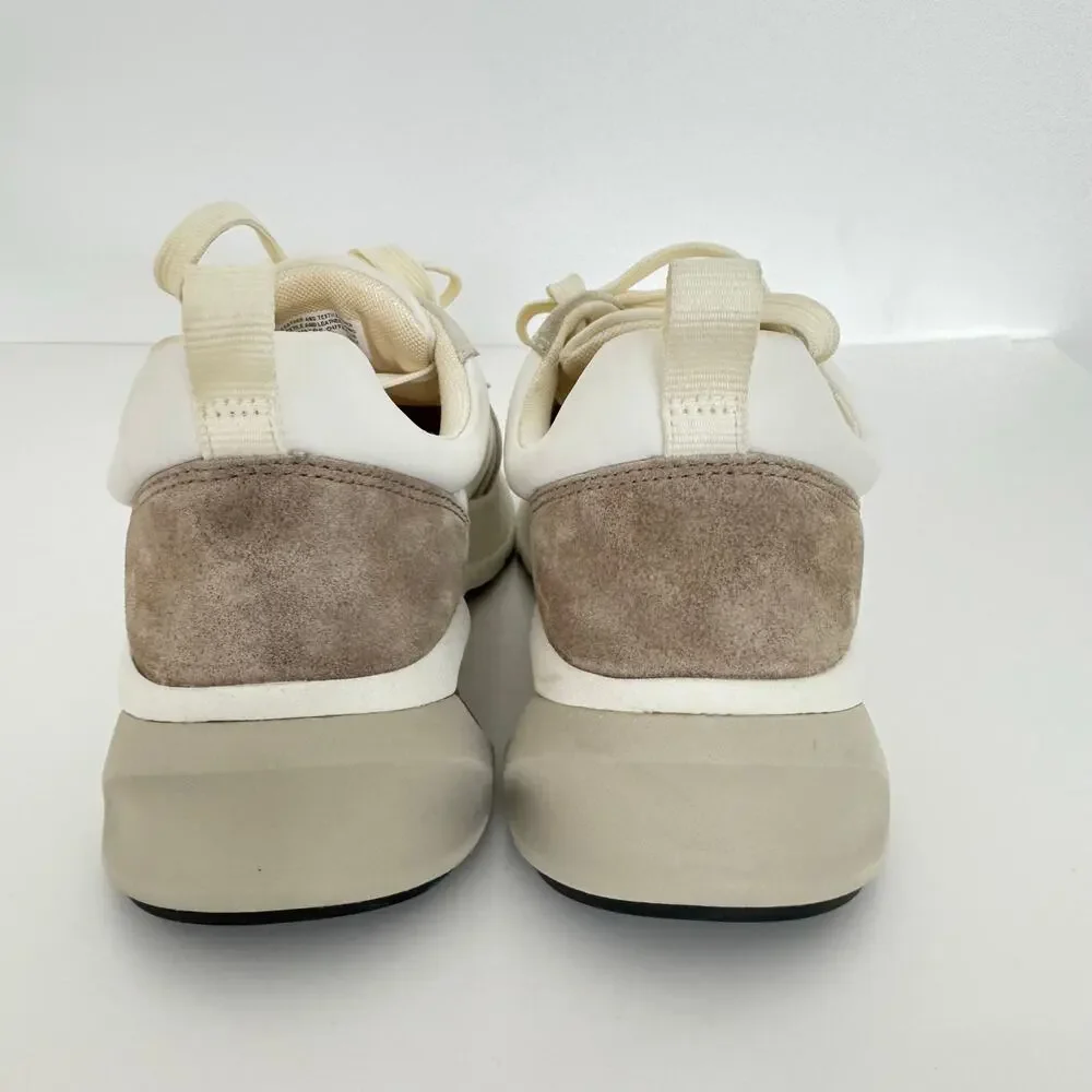 Tory Burch Good Luck Trainer Sneakers Suede Trim White/Tan Women's 9.5M